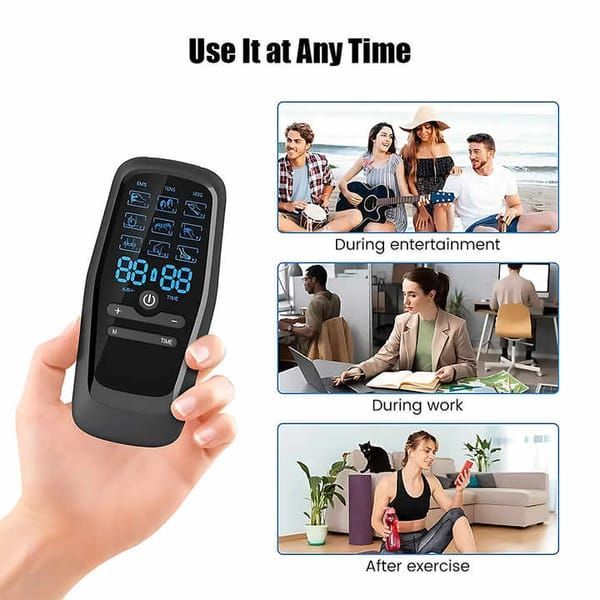 Electric Massager 8 Pads 9 Modes Type-C Charging Muscle Relaxer Pain Relief - Black - Size 01