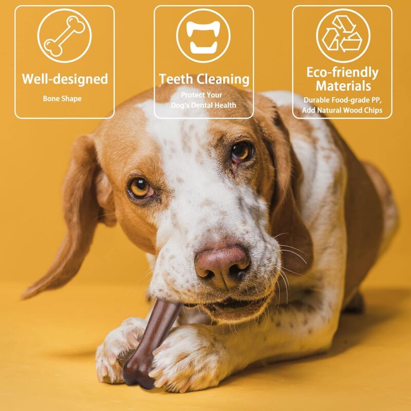 Indestructible Dog Toys, Dog Chew Bones, Light Beef And Bacon Flavor Dog Toys For Large Medium Dogs Dental Care Teeth