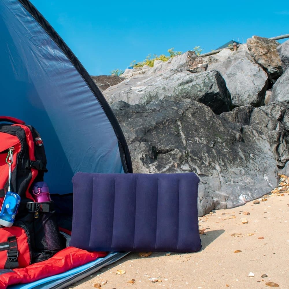 Lightweight Compact Inflatable Pillow for Camping Outdoor Travel and Activities, 47x30cm, Light Blue