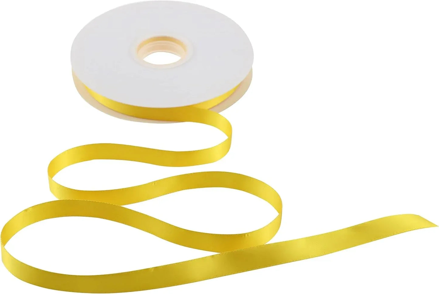 Double Face Satin Ribbon, Polyester Gift Wrapping Wedding Craft Ribbon, Yellow 1/2 In x 50 Yd