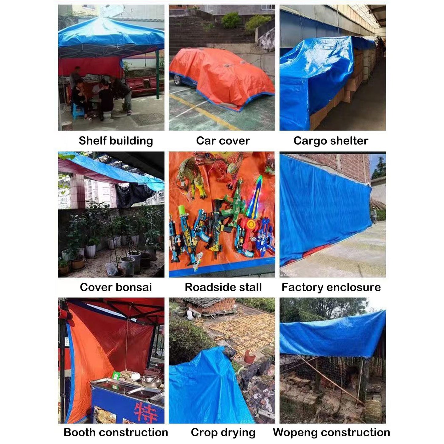 Heavy Duty Tarp Cover, Thick Tarps Waterproof Tear and Rip Proof UV Resistant Tarpaulin with Reinforced Grommets and Edges Blue