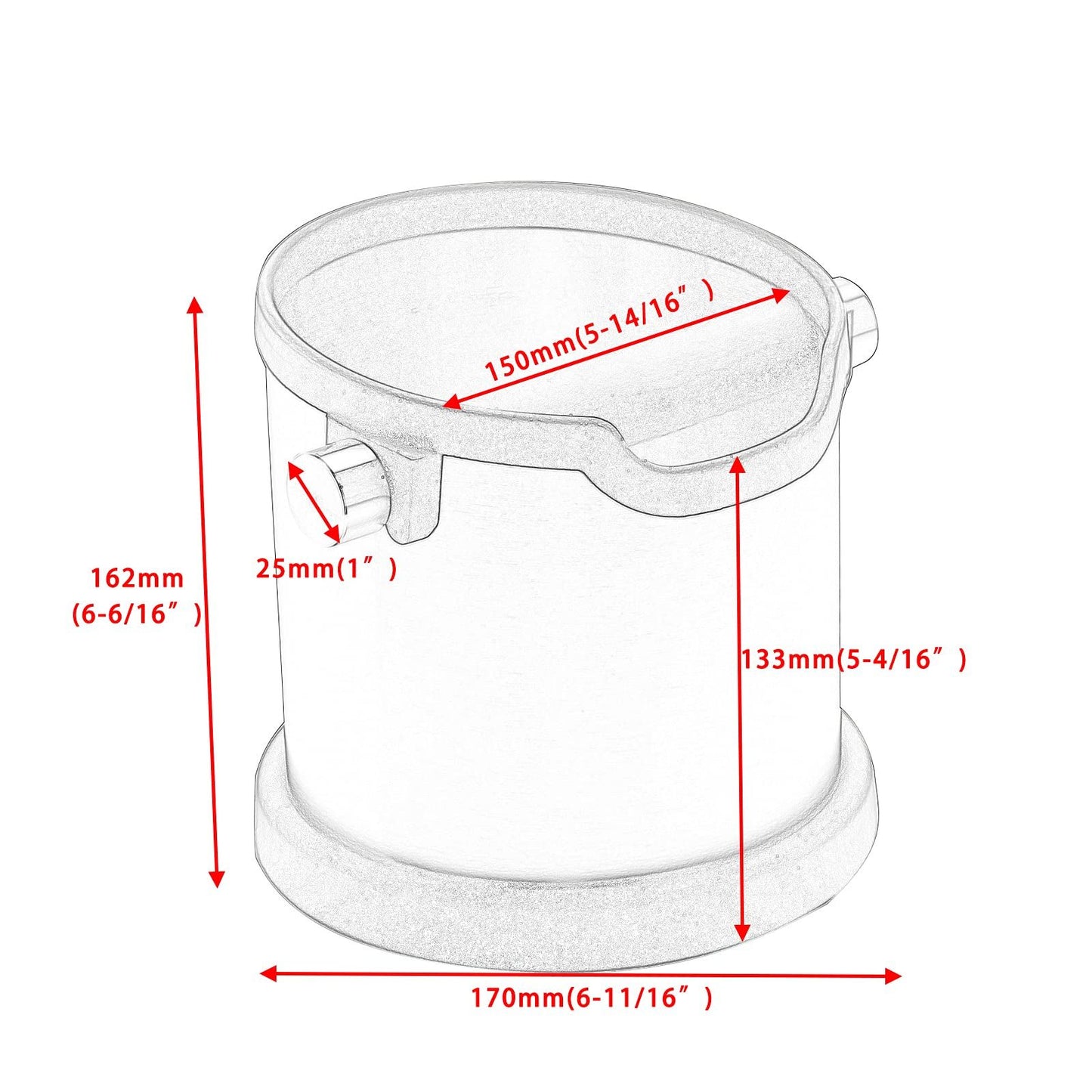 Espresso Knock Box, Capacity 60.8oz/1800ML Stainless Steel Coffee Grounds Container Waste Bin Coffee Tools for Barista and Non-slip Base (Silver)