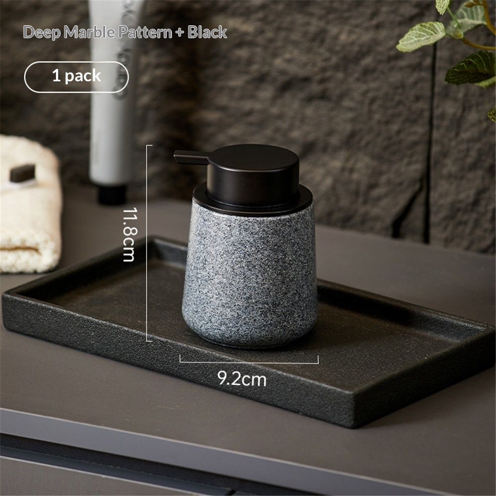Liquid Soap Dispenser with Easy-to-Press Pump, 250ML Refillable Hand Soap Dispenser with Extended Spout for Bathroom Kitchen Dish Lotion, Modern Stone Texture (Marble pattern - dark gray)