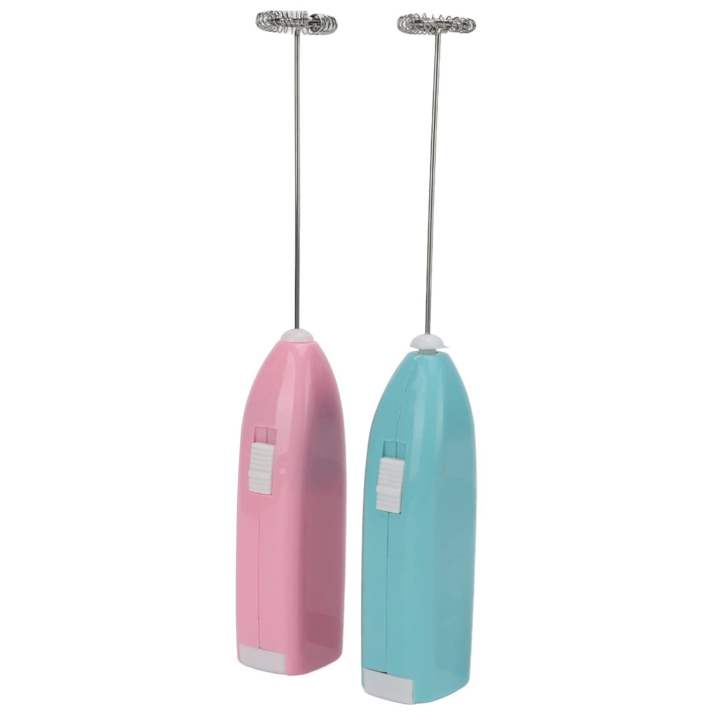 Pink electric milk frother, handheld coffee mixer, portable milk frother, suitable for lattes, cappuccinos, and home use as a whipping iron for cream.