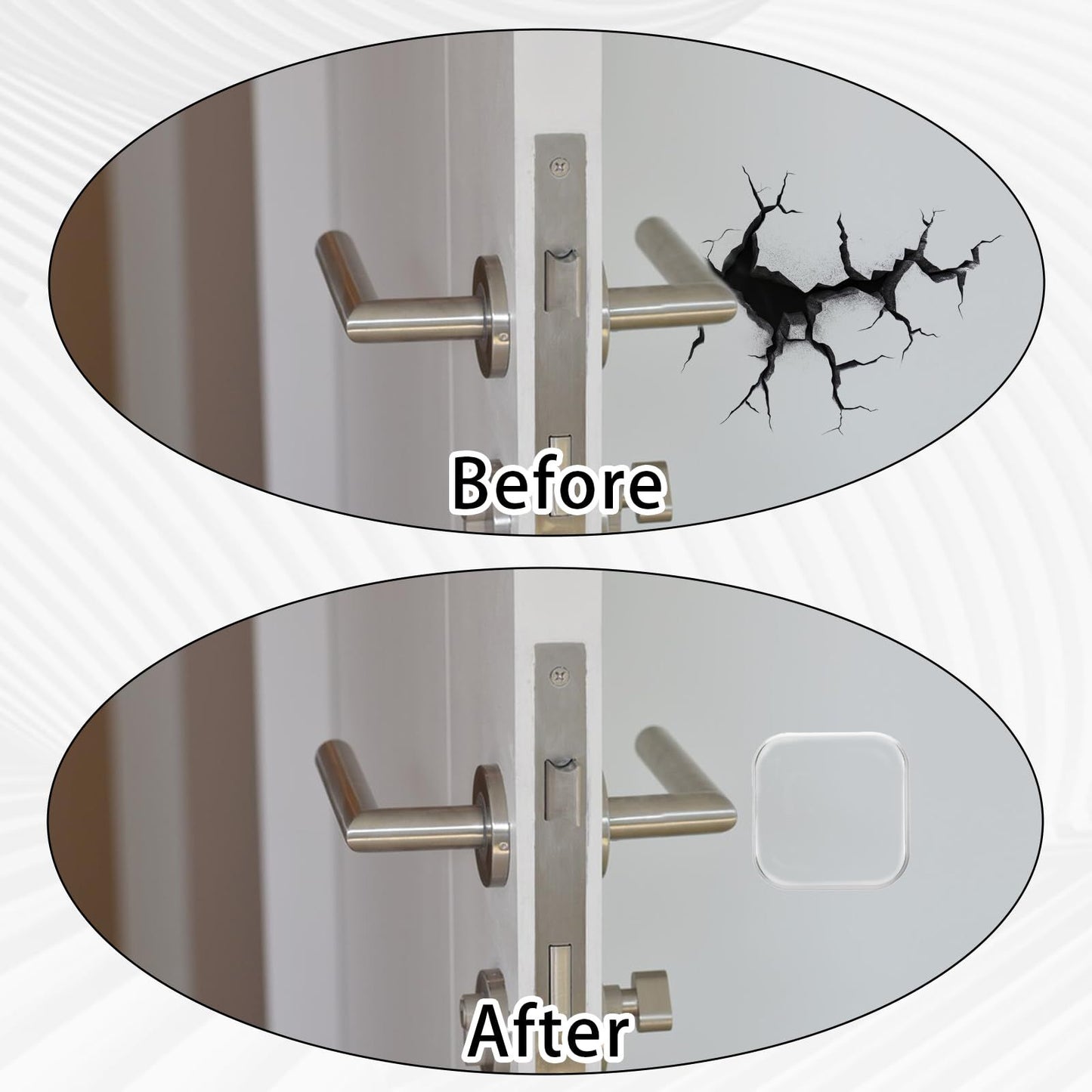 Door Stopper Wall Protector, 3 Pcs Transparent Door Knob Wall Protector Thicken Square Walls Shield Bumper Guard from Doors Knobs, Sturdy Self Adhesive, Reusable Washable for Office Home