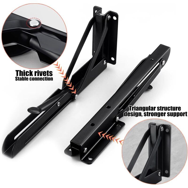 2 Pcs Heavy Duty Folding Shelf Brackets Wall, Mounted Fold Down Supports, 150kg Load Capacity, 500mm