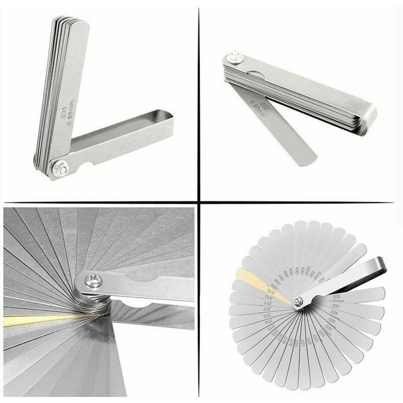 32 Blades Stainless Steel Feeler Gauge Set Metric and Imperial Dual Marking Thickness Gauge for Measuring Valve Clearance