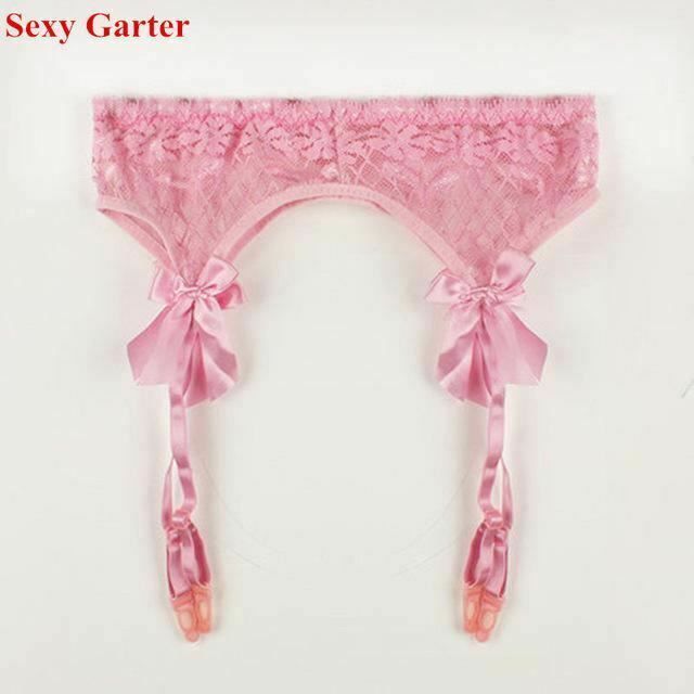 House Of Dasein Lace Top Stockings Garter Belt Erotic Lingerie Bdsm Fetish - Pink - Garters