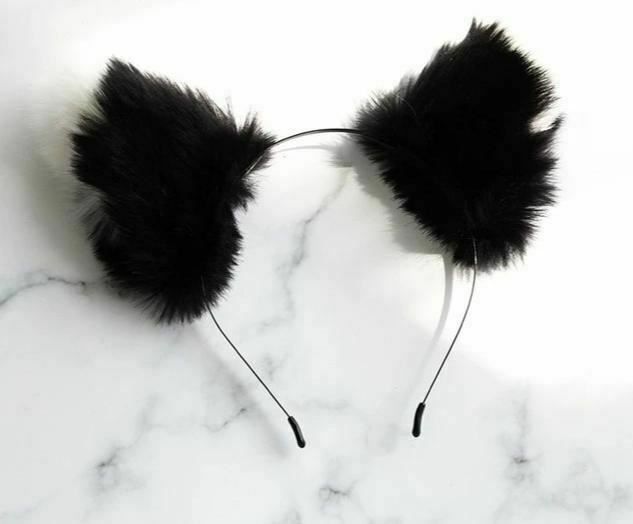 House Of Dasein Black / White Puppy Ears Anime Cosplay Headband Lolita Roleplay - Black