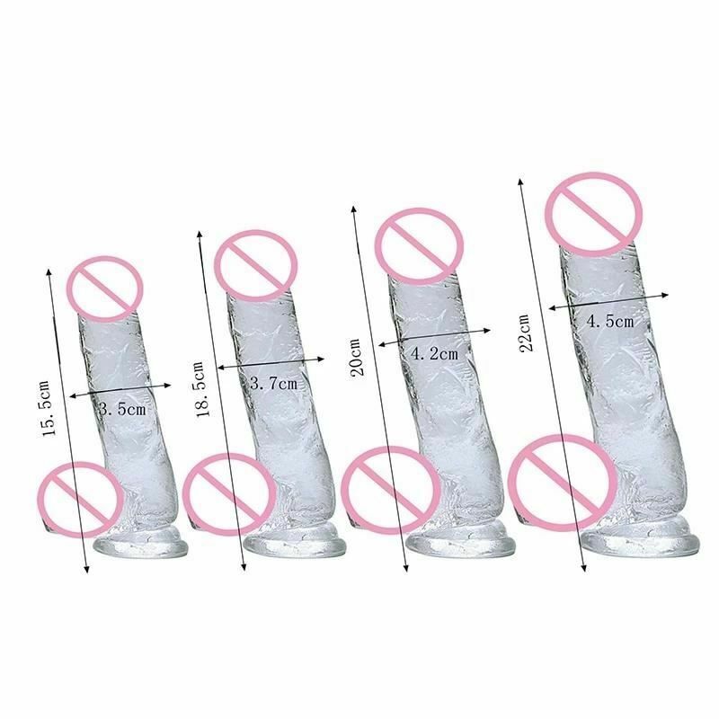 House Of Dasein Realistic Clear Dildo Jelly Cock Balls Dong Suction Cup 4 Size Classic - Clear - S (15X3.5Cm)