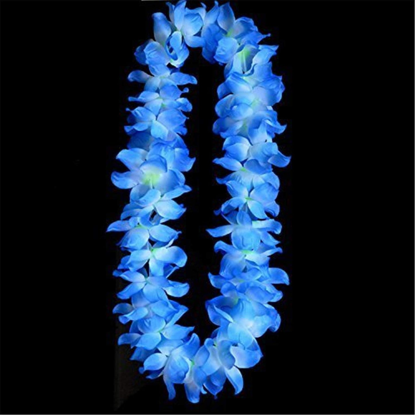 Yansanido 4 Pcs Blue Hawaiian Leis with Green Leaves for Graduation Party, Dance Party, Photo Prop in Outdoors (Blue)