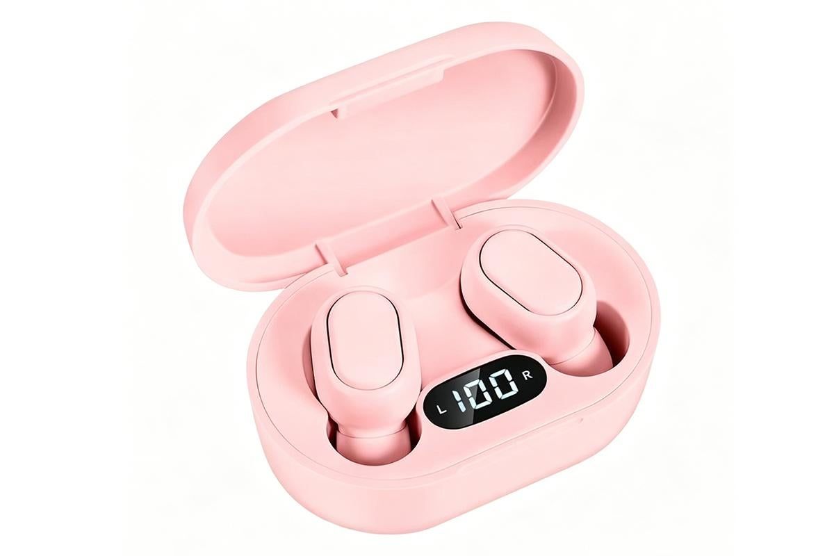 Bluetooth 5.1 Wireless Earbuds with LED Display IPX4 Waterproof Headphones-White