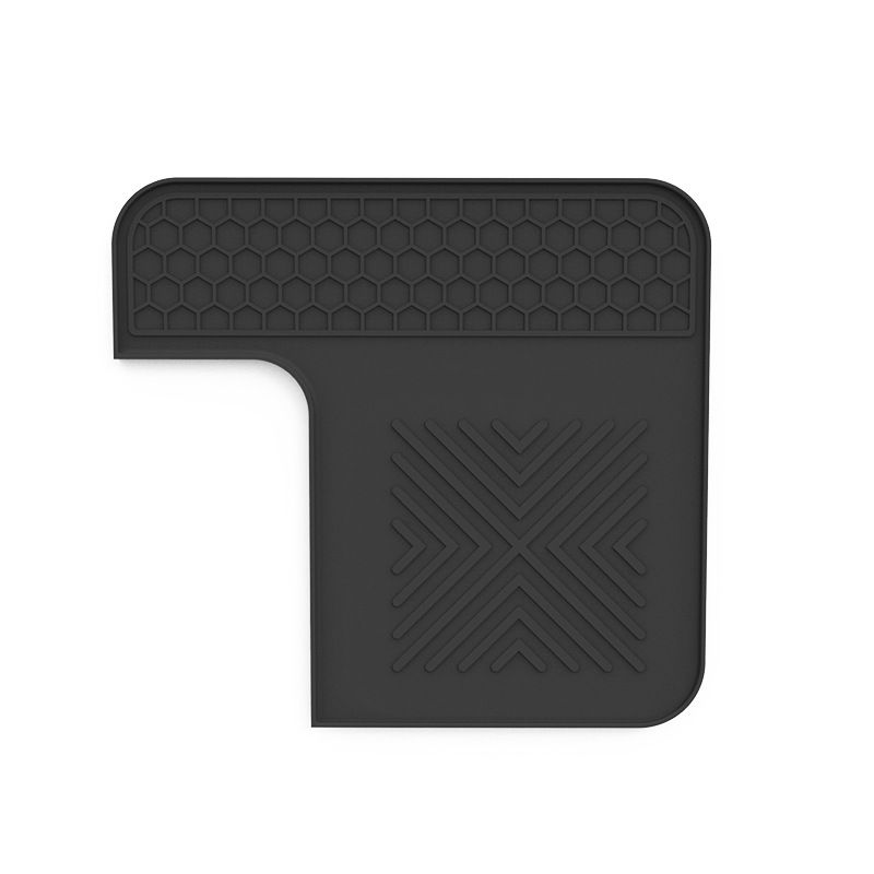 L Shaped Silicone Coffee Machine Mat, Non Slip Heat Resistant Espresso Machine Drip Tray Protector Pad-Black