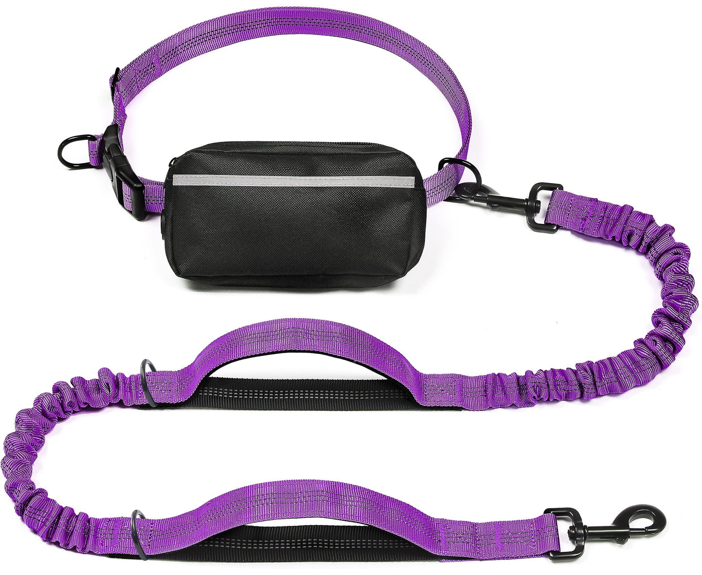 Hands-Free Dog Leash with Waist Belt and Storage Pouch, Shock-Absorbing Bungee Leash for Running, Walking, and Outdoor Adventures, Reflective Safety Design for Night Walks (RoyalBlue)