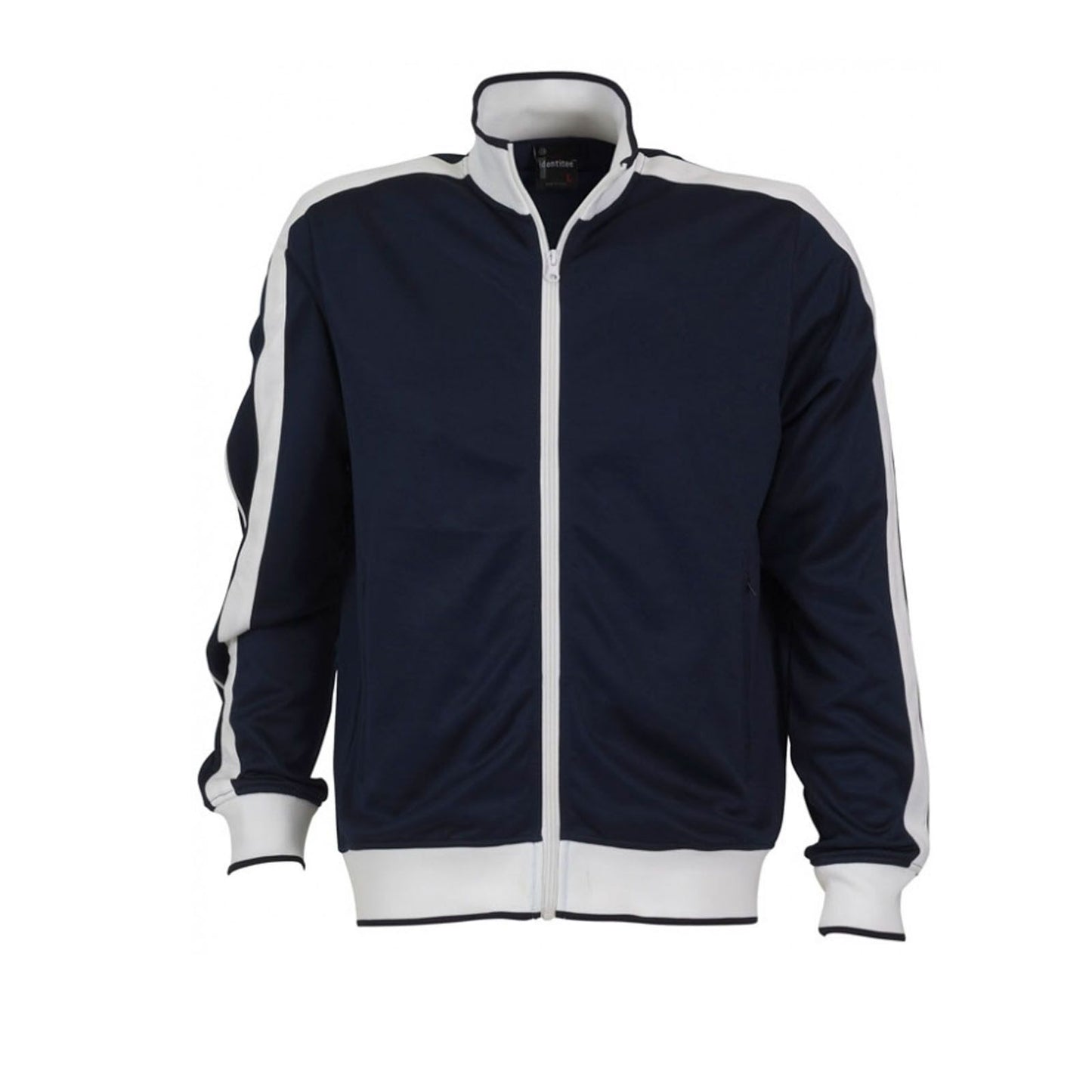 Identitee Mens Varsity Track Jacket Warm Winter Tracksuit Top Zip - Navy/White - S