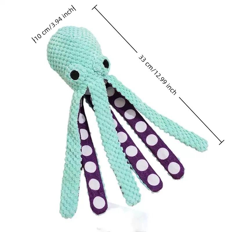 2-Pack Yellow Plush Octopus Dog Toy with Squeaker - Interactive Chew Toy for Small, Medium & Large Dogs - Durable, Teeth-Cleaning & Boredom-Relief Pet Toy (35cm)