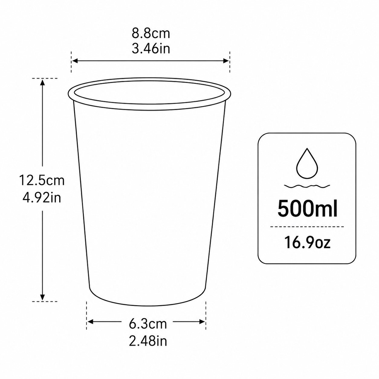 Red 304 Stainless Steel Camping Coffee Cup with Leather Sleeve – 500ml Portable Outdoor Drinking Cup, Beer Cup, Travel Mug for Camping, Hiking, Picnic and Daily Coffee
