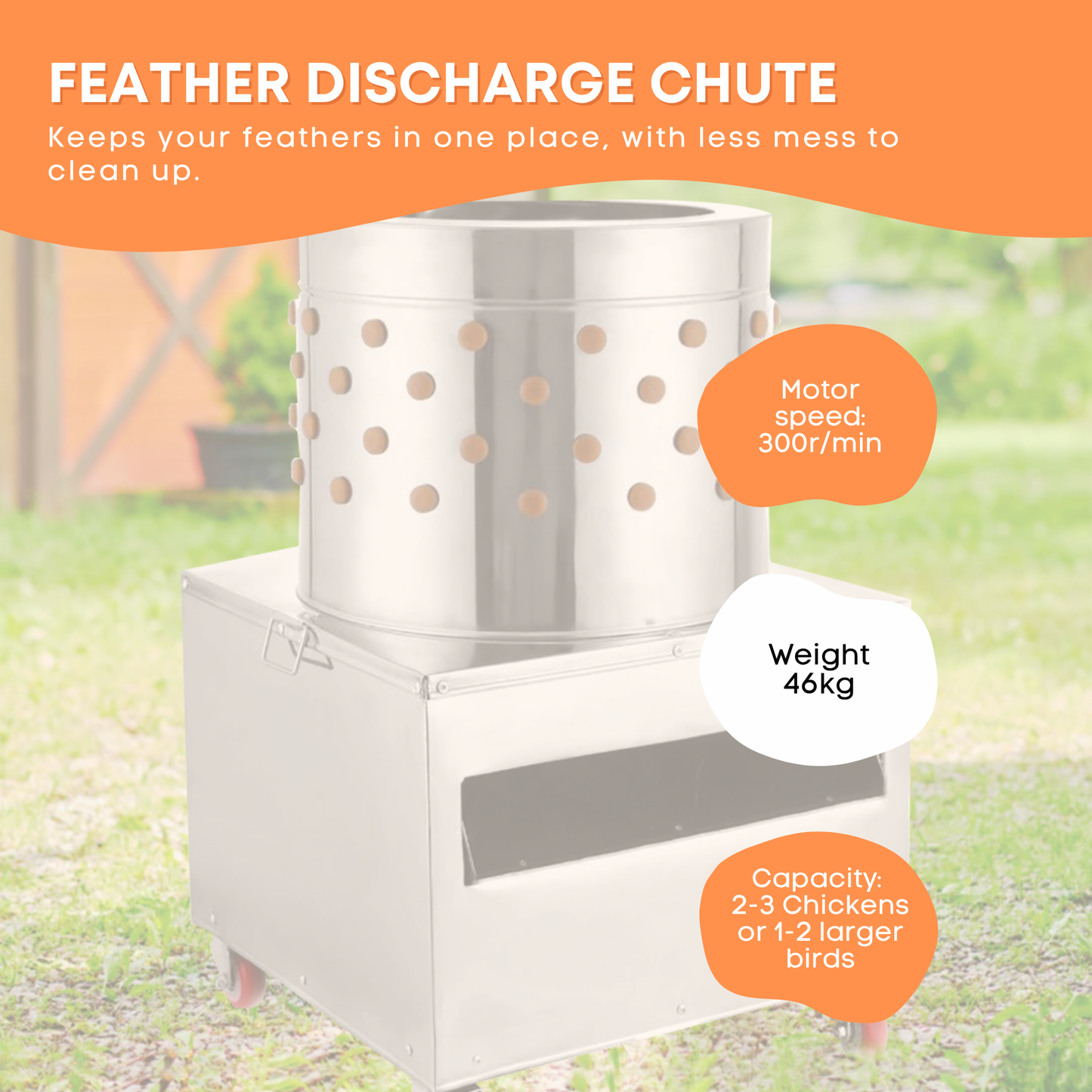 Rooster Farms 50cm Chicken Feather Plucker Electric Poultry Defeathering Machine