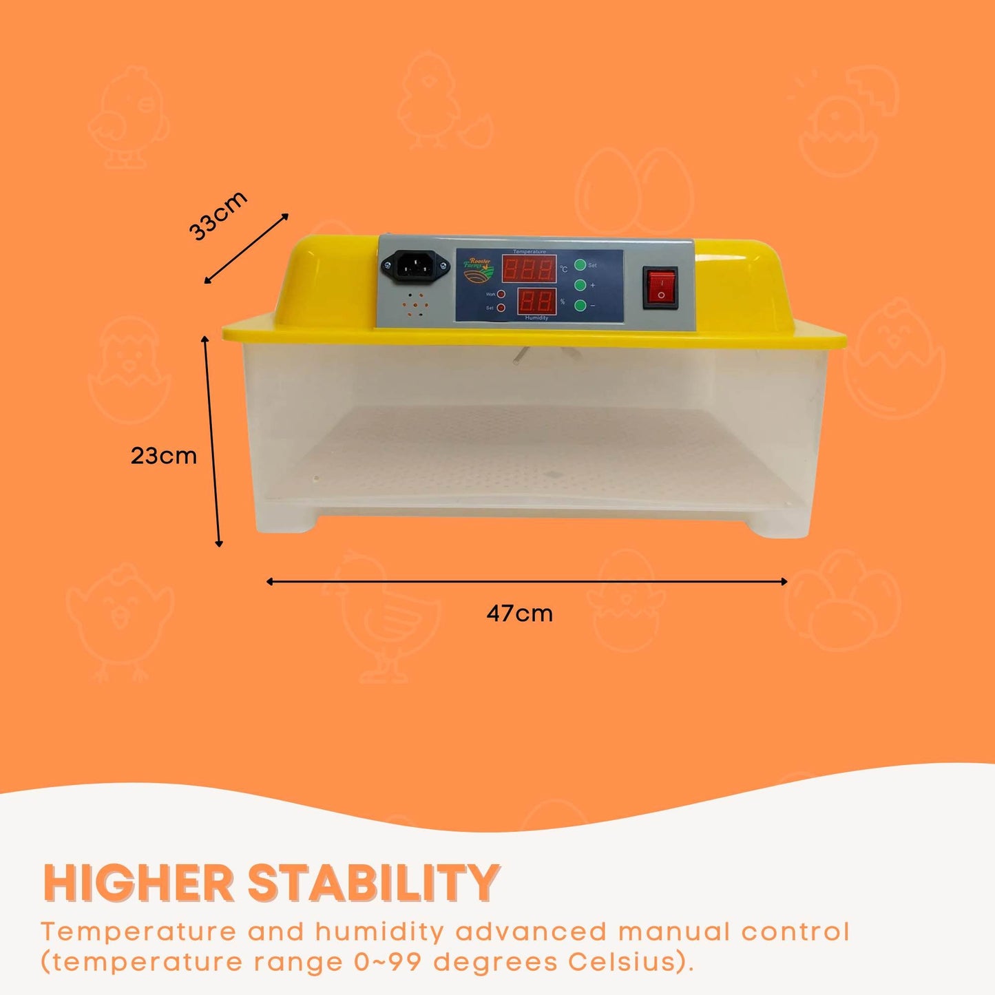 Rooster Farms Electric 24 Egg Incubator + Accessories for Chicken Quail Duck