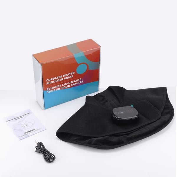 Wireless Heating Shawl Shoulder And Neck Heat Wrap Type-C Rechargeable Shawl - Black - Size 01