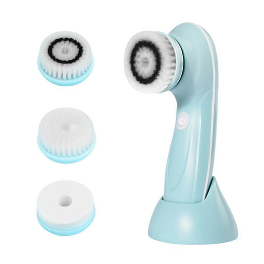 Electric Face Brush – Advanced Face Cleansing Brush with 3 Interchangeable Heads & 2 Speeds - HERPLA Premium Face Scrubber & Massaging Tool Device for Men & Women Suitable for All Skin Types - Blue - Size 166mm