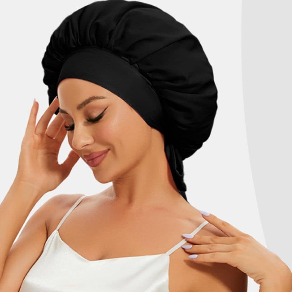 Silky Satin Sleeping Cap for Women and Girls, Double Layered Adjustable Hair Protection Cap, One Size