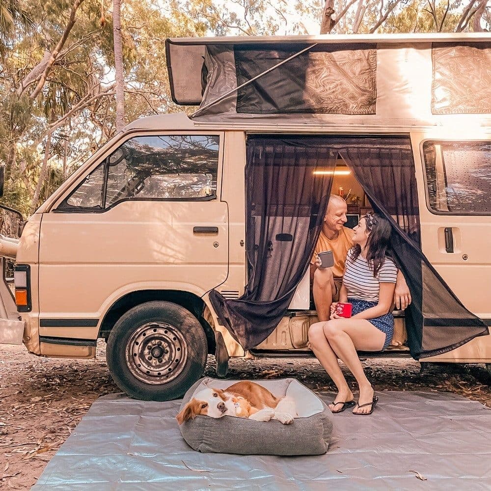 Universal Mosquito Net for Car Tailgate with Magnetic Attachment, Black, 165x165cm, Compatible with Camping and Motorhome Outdoors