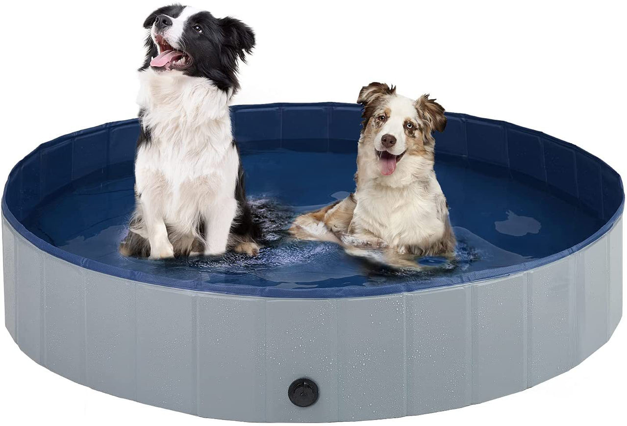 Foldable Dog Pet Pool Bathtub, Gray, L
