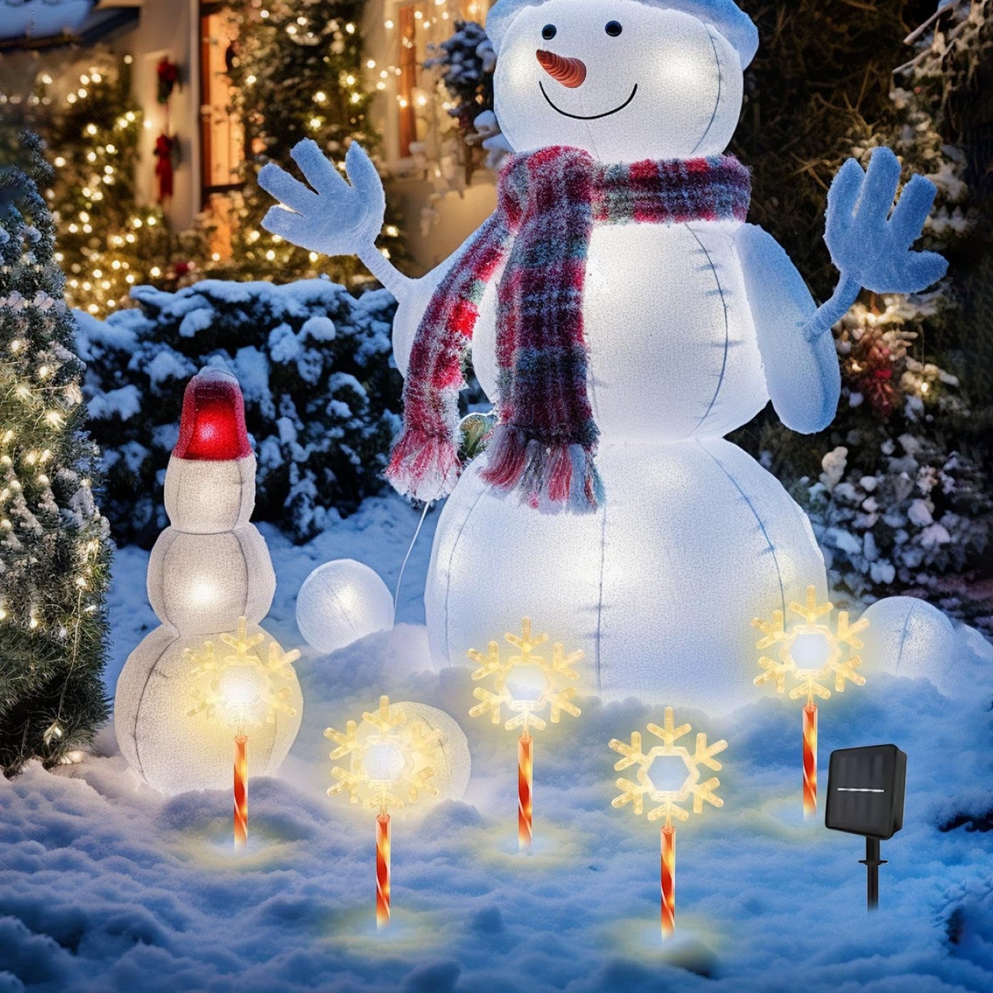 5-Piece Solar Snowflake Garden Lights Waterproof LED for Christmas and Winter Decoration