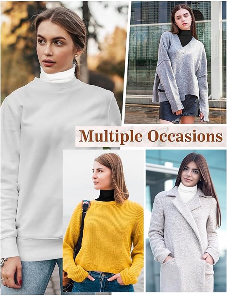 2 Pieces Faux Turtleneck Sweater Women - Windproof & Warm - Patch Turtleneck - Collars for Women - Faux Longneck Sweater - Faux Turtleneck - Fake Turtleneck - Turtleneck Collar - Turtleneck - One Size - Black and White - Women's Collar to Wear Under Somet