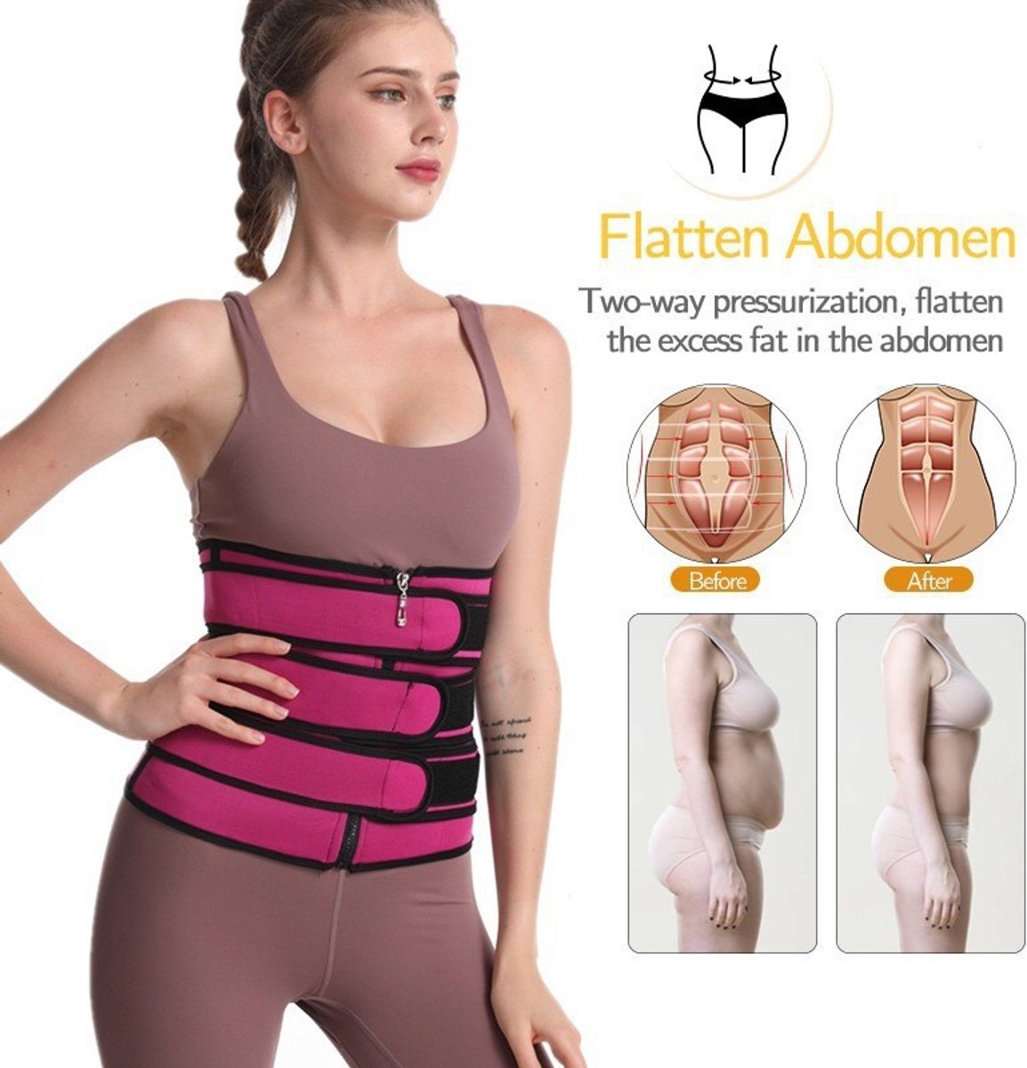 Women Sweat Reducer Training Belt - Sweatband - Waist Trainer - Slimming Belly Band - 3-Row Closure & Breathable Material - Extended Sizes (S to 6XL) - Gray, 5XL
