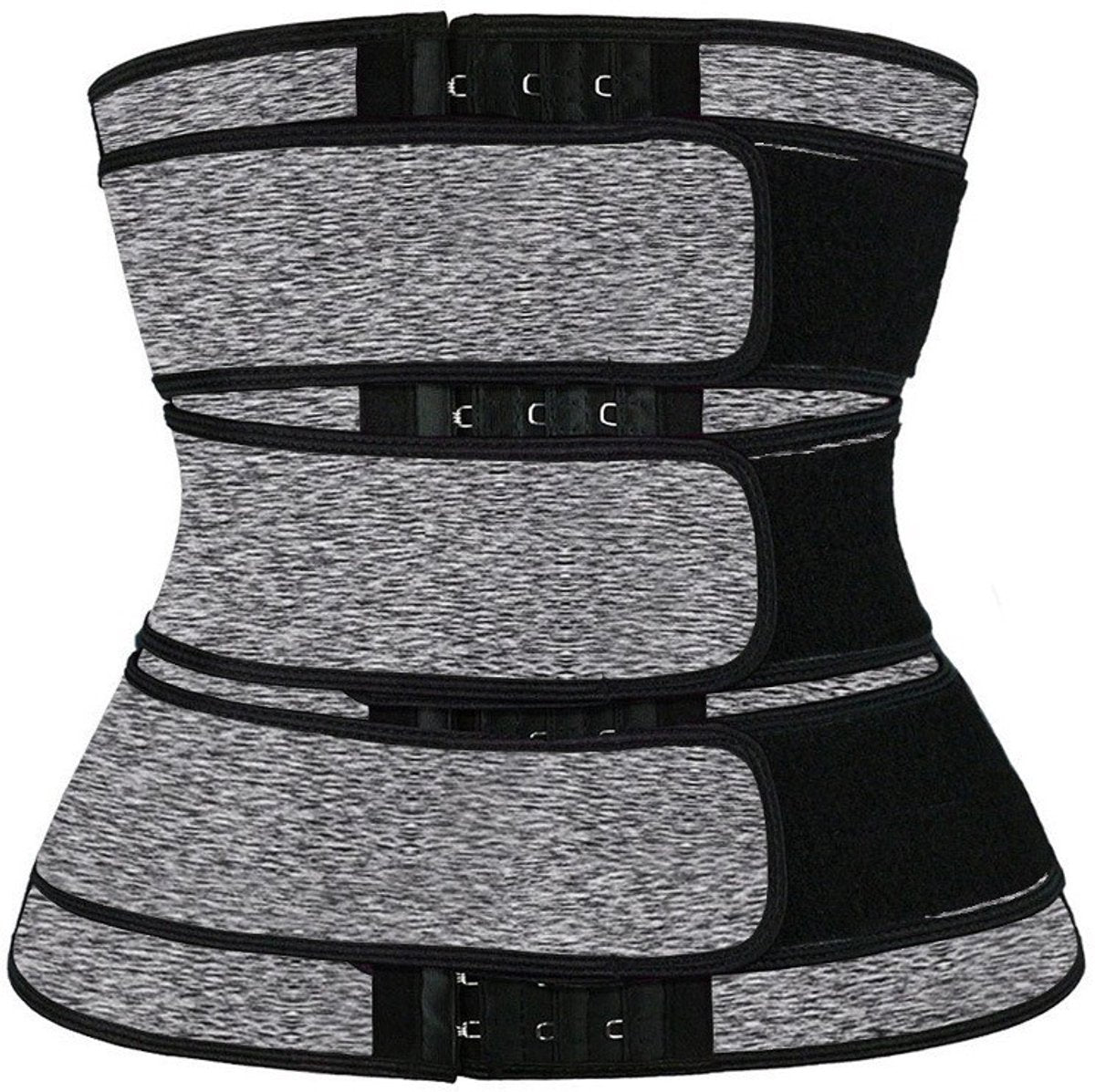 Women Sweat Reducer Training Belt - Sweatband - Waist Trainer - Slimming Belly Band - 3-Row Closure & Breathable Material - Extended Sizes (S to 6XL) - Gray, M