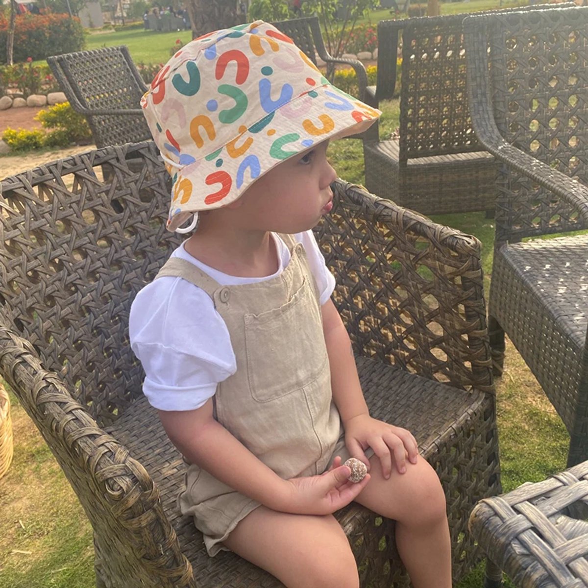 Baby Hat - Reversible Summer Hat - Summer Hat with Embroidered Letters - Size 52