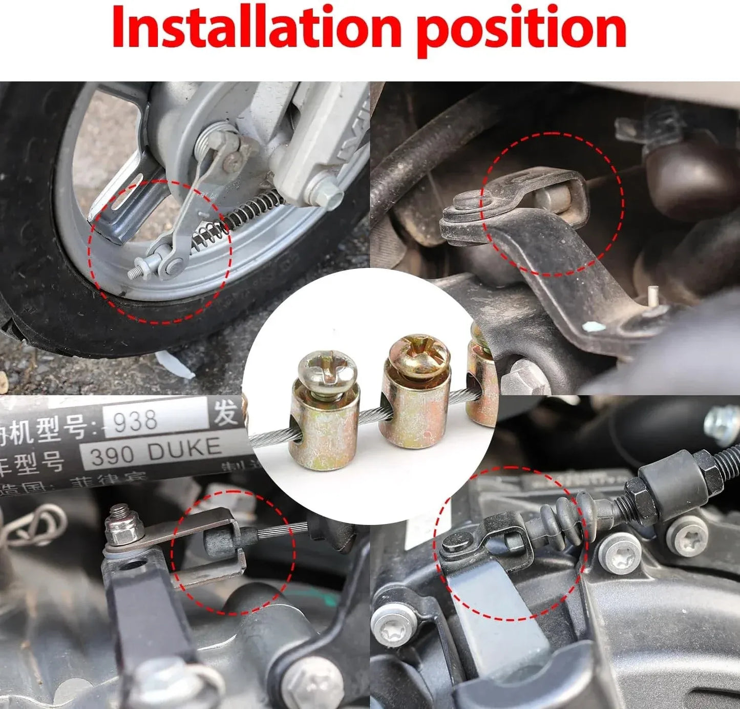 20 Pack Bike Throttle Cable Ends with Screws, Universal 1/8 Inch Solderless End Caps for Motorcycle Scooter Dirt Bike