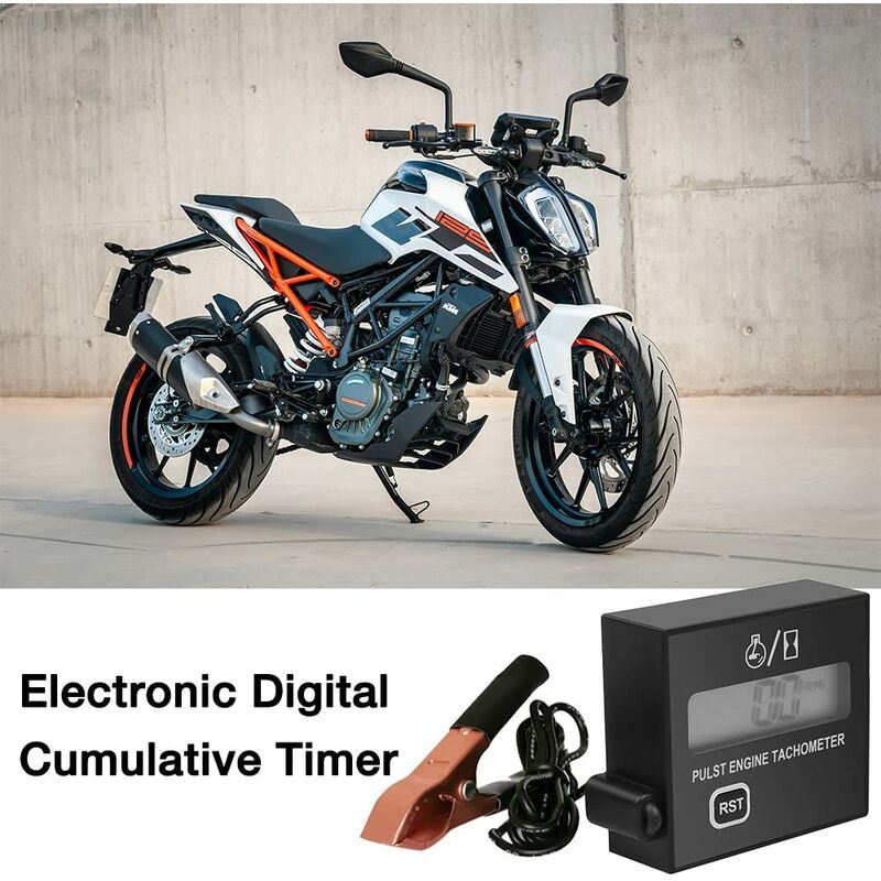 Inductive Digital Tachometer for 2-Stroke Engines, Chainsaw Lawnmower Motorcycle RPM Meter with Replaceable Battery