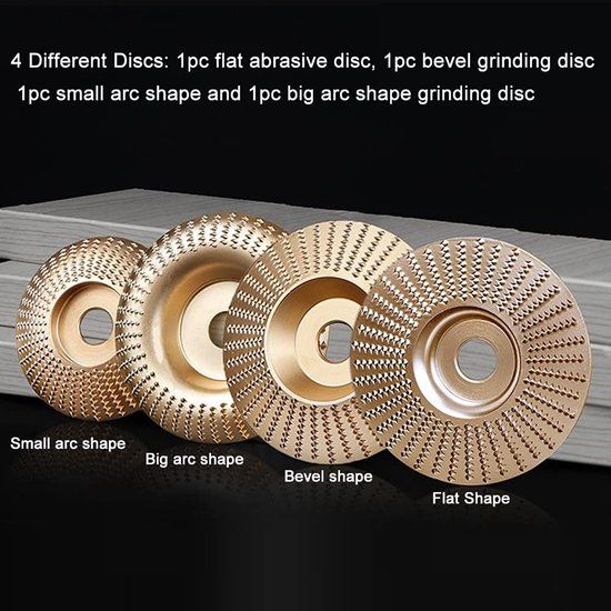 4 Pack Tungsten Carbide Angle Grinder Discs, 115 and 125 mm Wood Shaping Grinding and Carving Wheels for Compatible Grinders