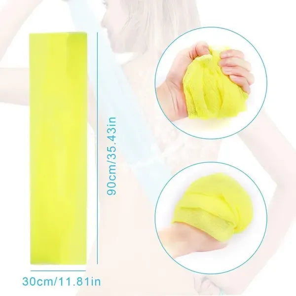 4 Pack Multicolor Nylon Japanese Exfoliating Shower Towels, Long Body Scrub Washcloths for Bath, Body Cleansing and Massage