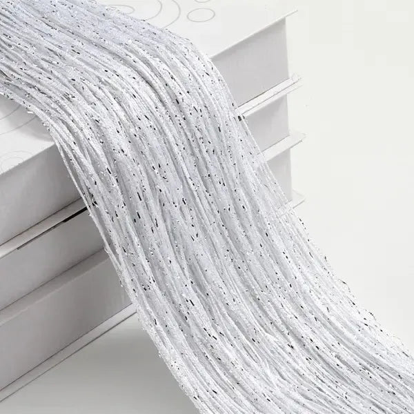 White String Door Curtain, 100 x 200 cm Tassel Room Divider for Doorways, Windows, Home Decor and Interior Spaces