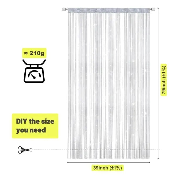 White String Door Curtain, 100 x 200 cm Tassel Room Divider for Doorways, Windows, Home Decor and Interior Spaces