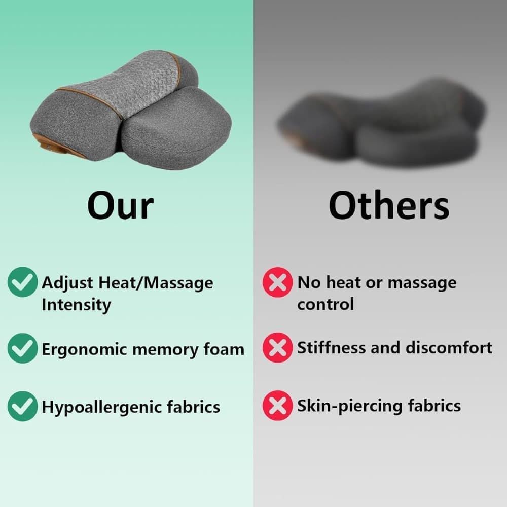 3 in 1 Electric Neck and Shoulder Massager Pillow, USB Heated Cervical Support Cushion for Relaxation, Dark Gray