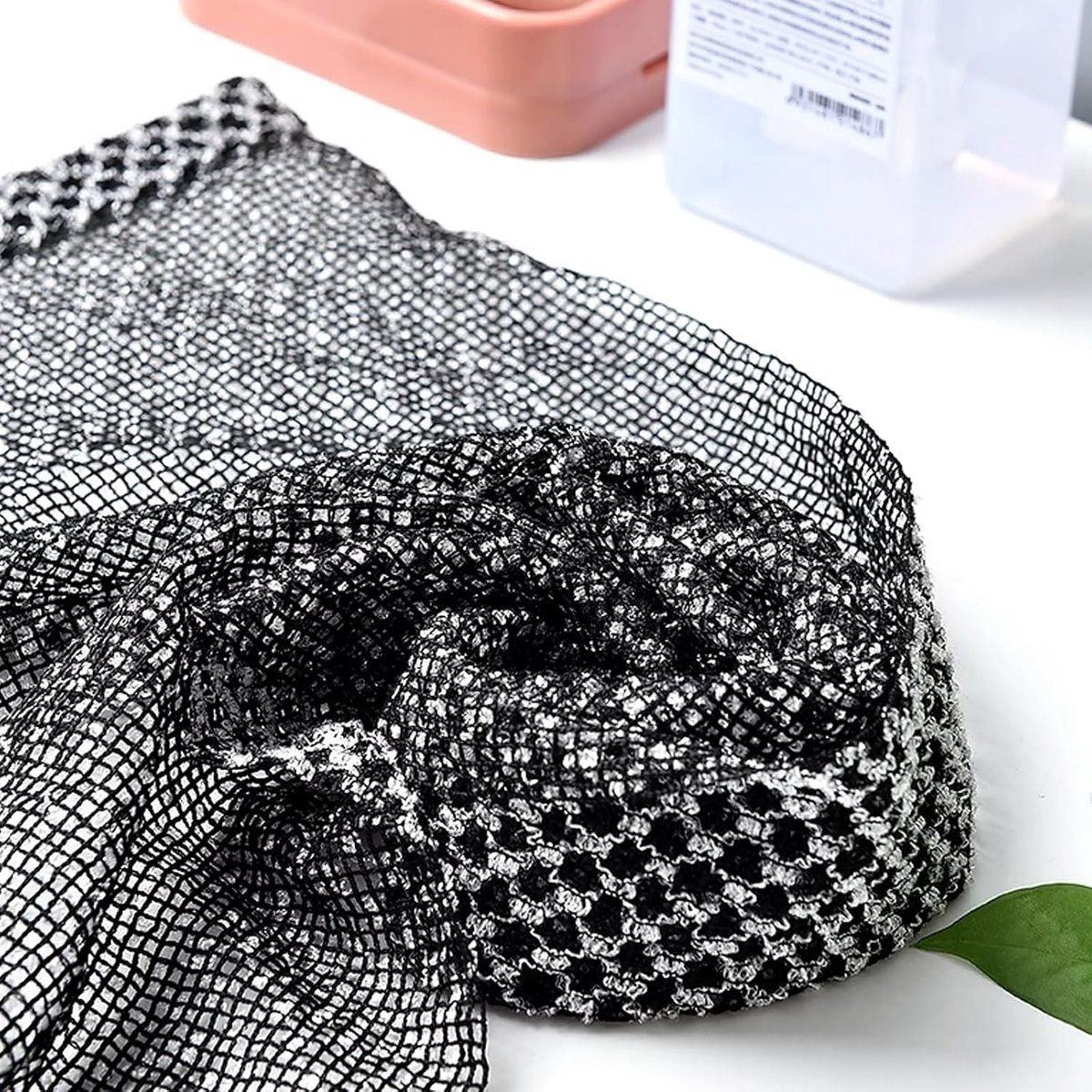 2 Pack Japanese Exfoliating Back Scrubber Towels, Extra Long Black Body Washcloths for Bath, Shower Cleansing and Massage