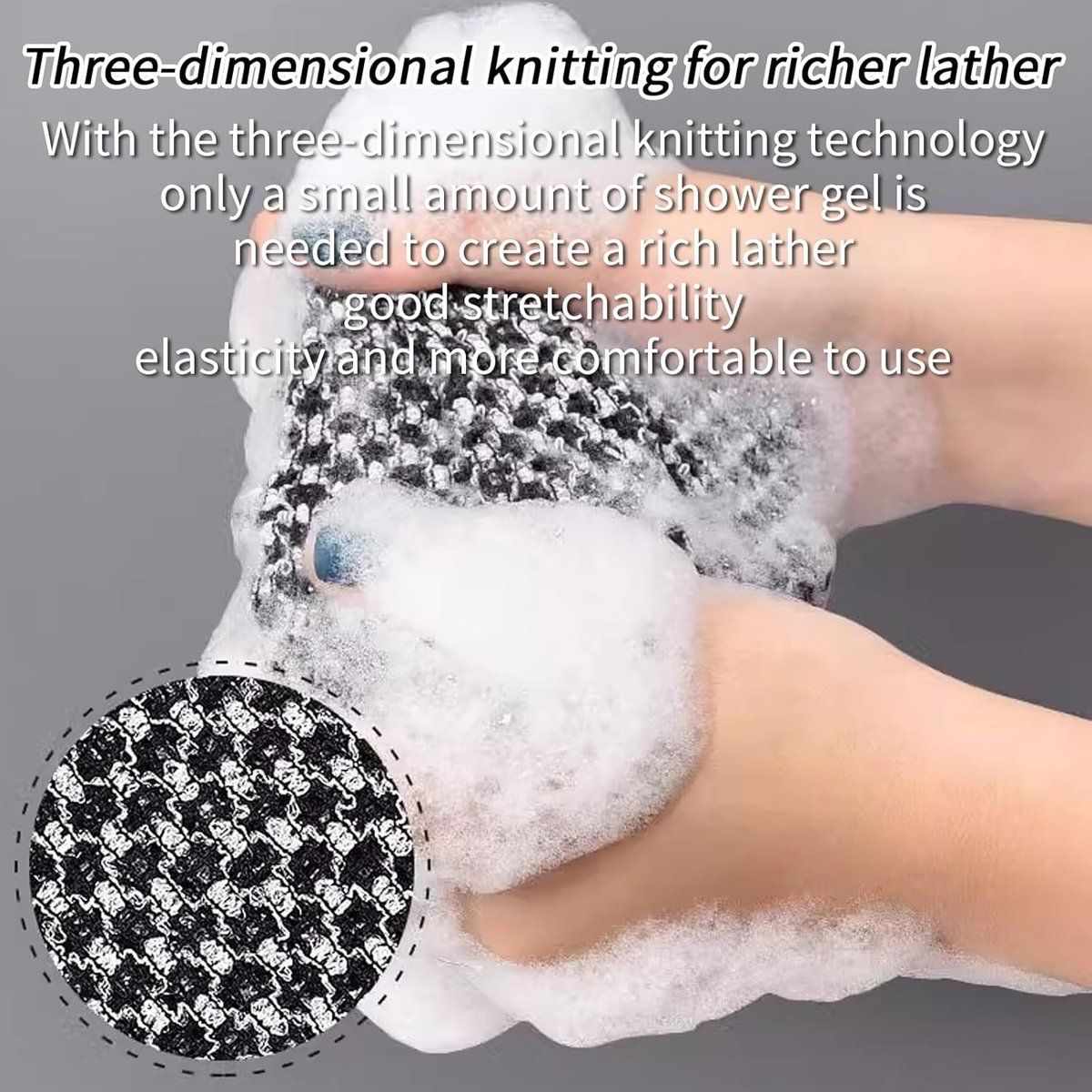 2 Pack Japanese Exfoliating Back Scrubber Towels, Extra Long Black Body Washcloths for Bath, Shower Cleansing and Massage