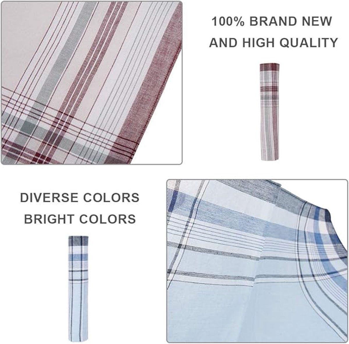 10 Pack Men's Cotton Handkerchiefs, Soft Breathable Reusable Pocket Squares, 38 x 38 cm White Cloths for Daily Use