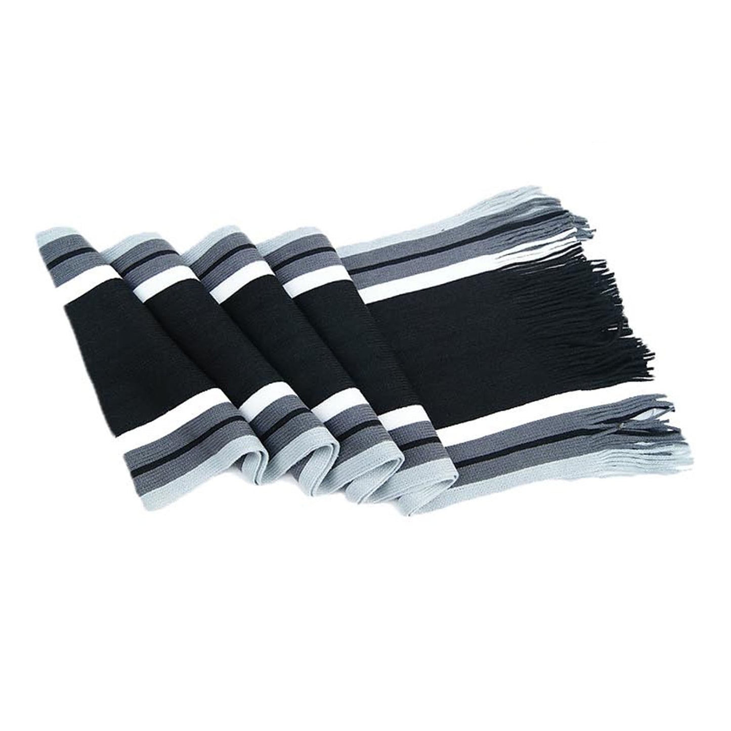 Men's Winter Scarf - Classic Striped Tassel Edge Soft Warm Scarf, Woolen Yarn Knitted Scarf Black