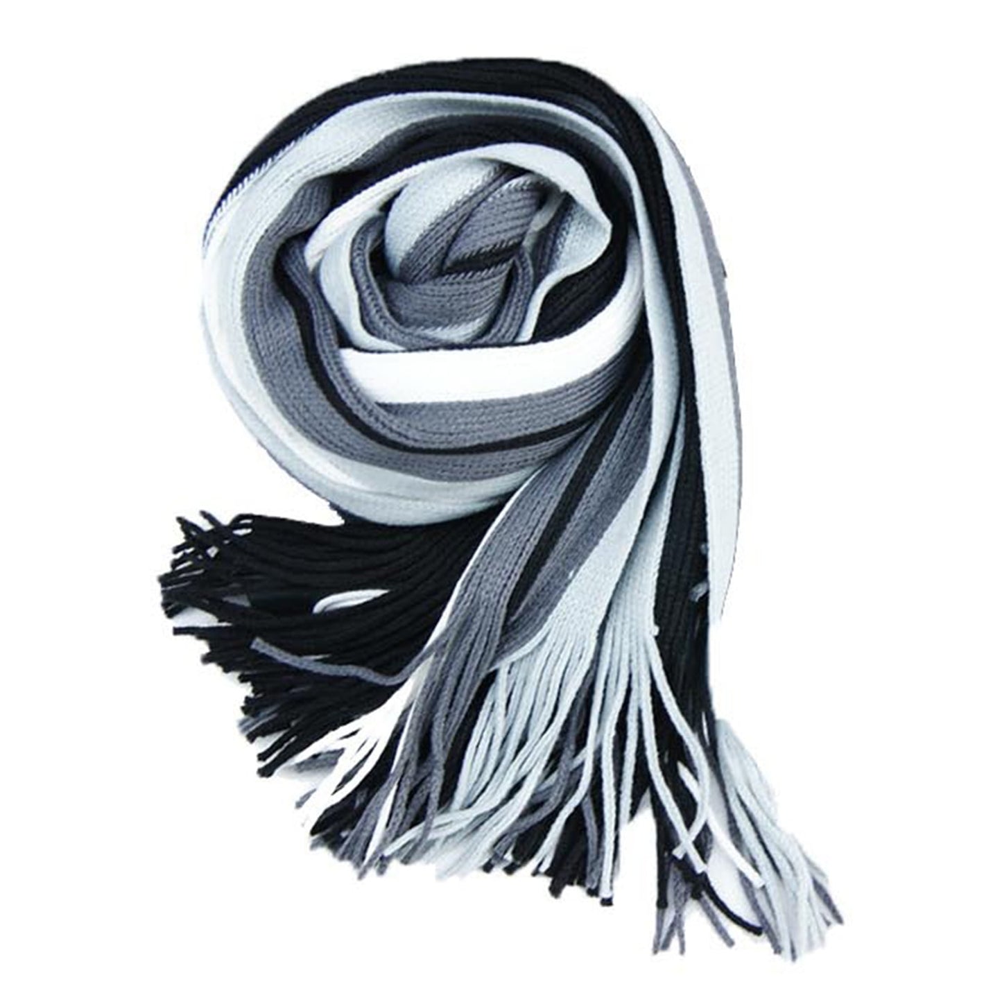 Men's Winter Scarf - Classic Striped Tassel Edge Soft Warm Scarf, Woolen Yarn Knitted Scarf Grey
