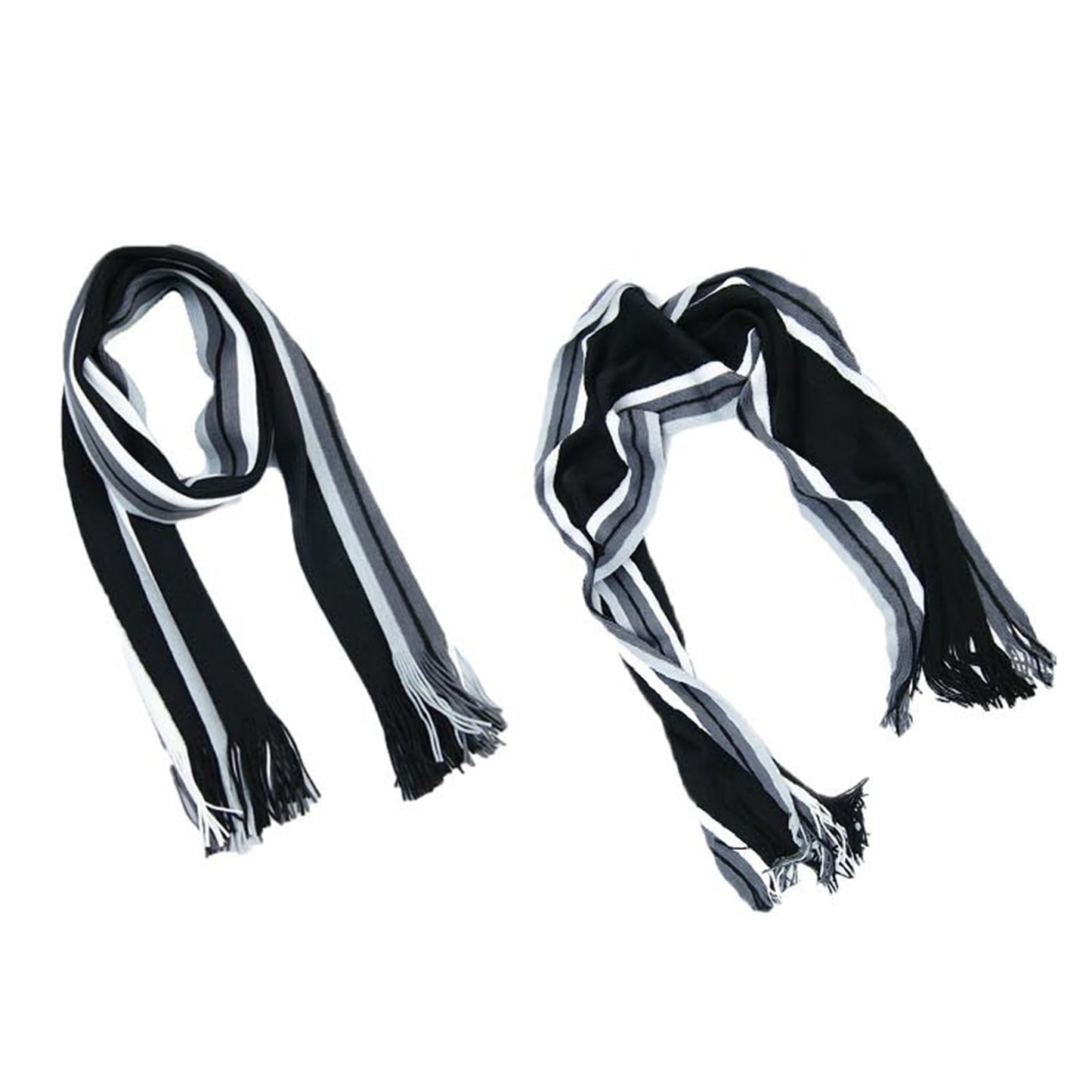 Men's Winter Scarf - Classic Striped Tassel Edge Soft Warm Scarf, Woolen Yarn Knitted Scarf Grey