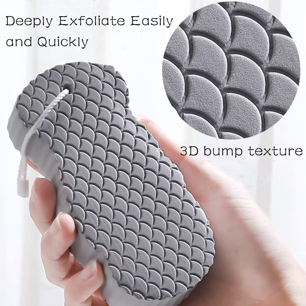 2 Pcs Exfoliating Bath Sponge, Soft Spa Scrub Sponges for Shower, Dead Skin Remover for Body for Adult Baby White