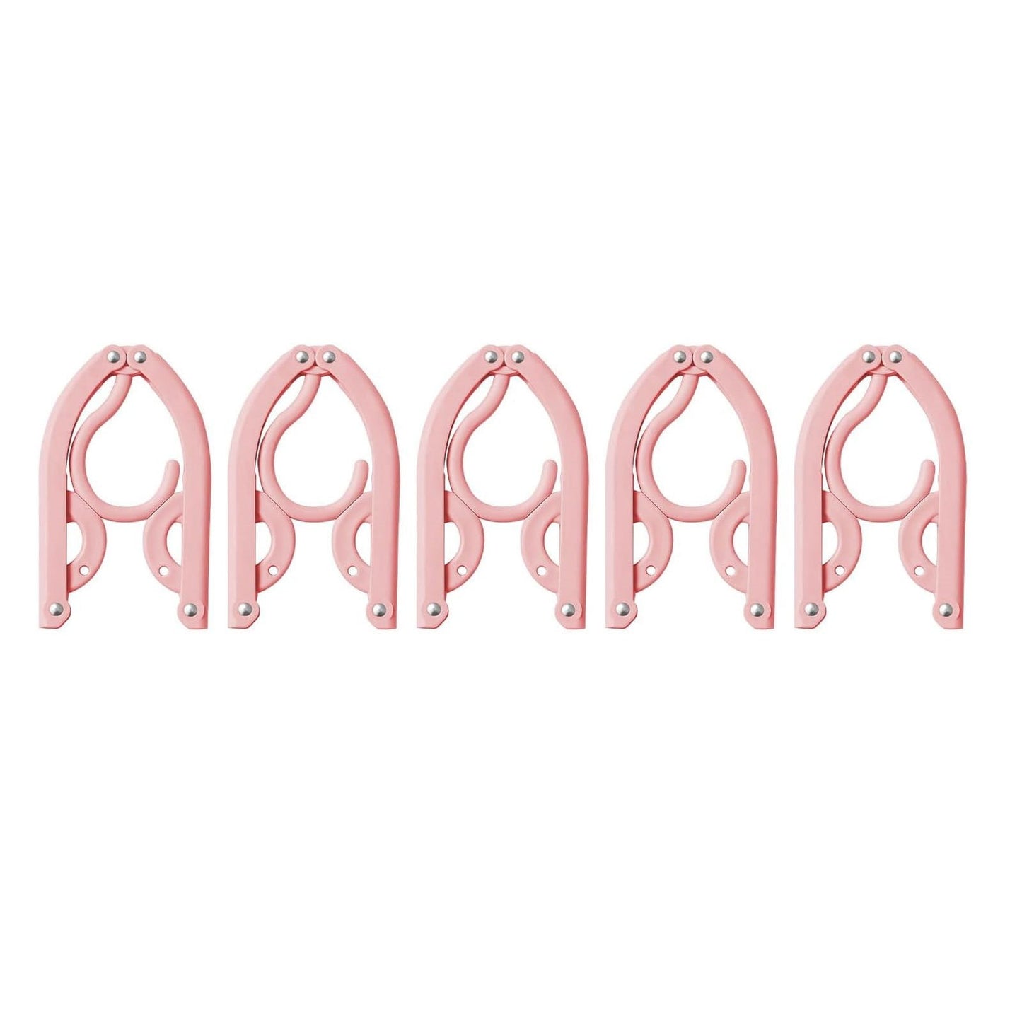 Folding Clothes Hanger Pink 5Pcs Travel Foldable Hangers Update Portable Plastic Hanger Travel Accessories Must Haves Clothes Drying Rack Folding Hanger for Traveling Camping Flying Rv One Size Pink