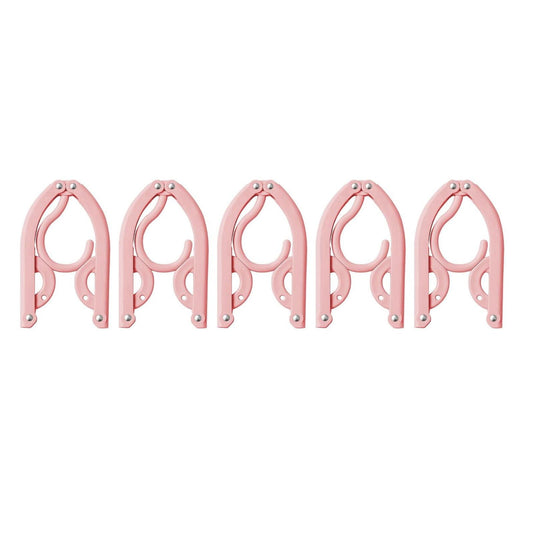 Folding Clothes Hanger Pink 5Pcs Travel Foldable Hangers Update Portable Plastic Hanger Travel Accessories Must Haves Clothes Drying Rack Folding Hanger for Traveling Camping Flying Rv One Size Pink