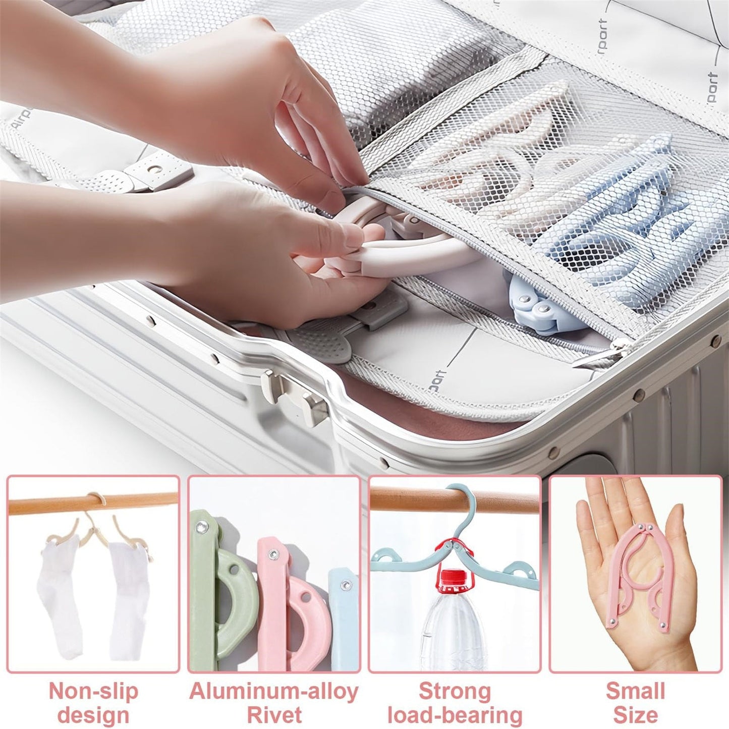 Folding Clothes Hanger Pink 5Pcs Travel Foldable Hangers Update Portable Plastic Hanger Travel Accessories Must Haves Clothes Drying Rack Folding Hanger for Traveling Camping Flying Rv One Size Pink